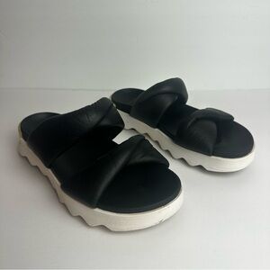 Sorel Viibe Twist Slide Women’s Size 9 EU 40 Sandals Shoes Black White Chunky